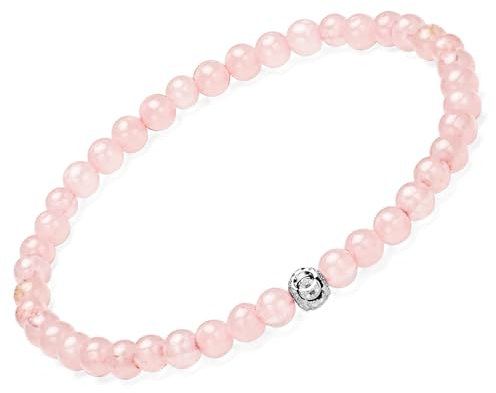 Apocalyptic-K Ladies Natural Gemstone Armband, 5MM 925 Sterling Silber Rhombisch, 4MM Spinell Perlen Armband für Frauen (Pulverkristall Armband-4MM)