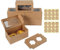 16 Pezzi Scatole per Cupcake 2 Fori, Scatole per Dolci con Finestra e Inserto, Scatola Cupcake in Carta Kraft Marrone con 24 Adesivi, Scatole per Torte per Muffin, Pasticcini e Macaron