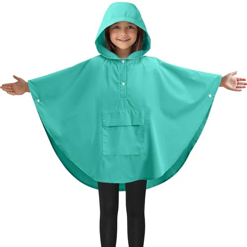 JEMIDI Cape de Pluie Enfant - Impermeable Enfant Taille S M L pour Fille Garcon de 3 à 15 ans - Poncho Pluie Imperméable Respirant avec Boutons Pression et Poche Avant