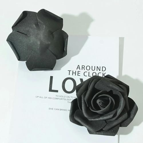 ZFISH 10/50 Stück 7 cm künstliche Schaumrosen Blumenkopf für Zuhause Hochzeitsdekoration Scrapbooking PE-Blume DIY Kissing Balls Craft Multi-Schwarz-10 Stück