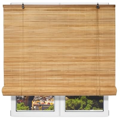 BESCH Persiana Estor Enrollable de Bambú Natural 60x140cm - Protección Solar y Privacidad para Ventana