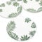 Darthome Tropical Leaf Dinner Plates 27cm Set of 4 Green White Ceramic Round Kitchen Tableware