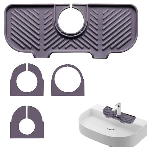 YALiya Alfombrilla Fregadero Cocina, Protector Fregadero Cocina, Escurridor Fregadero, Escurridor de Grifo, Limpio y Ordenado, Tamaño Correcto, para Cocina, Baño, Restaurante(Gris)