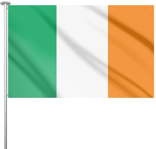 Wentsent Ireland Flag 8x5ft, 250x150cm Ireland Flag with Brass Eyelets Ireland Flag for Euro Football Cup 2024 Sports Events Festival Procession Garden Home Street Party Decoration