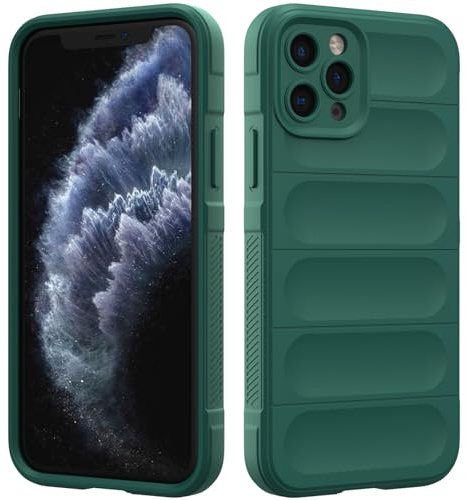 Custodia Compatibile con iPhone 11 Pro, Silicone Custodia per Tutto il Corpo, Copertura Antiurto con Fotocamera Protettivo, Cover Morbida al Tatto con Fodera in Microfibra - Verde Scuro