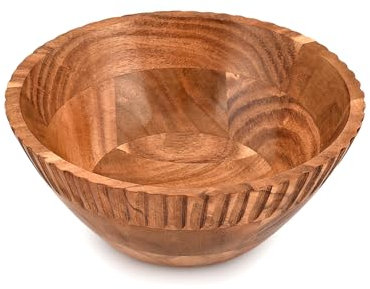 EDHAS Salad Bowl Acacia Wood for Table Decor Unique Decorative Accent Piece for Home or Office for Fruits, Salads, Rice, Dip, Nuts, Snacks (9 X 9 X 4)