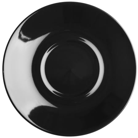 Olympia Cafe Saucer 158mm 6 1/4 Fits CU953 & CU954 (Box of 12), Black | Vitrified, chip-resistant porcelain construction offers exceptional durability for busy professional catering settings.