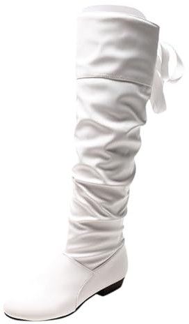 EJIMUQO Regali Divertenti Natale Scarpe Donna Stivaletto Elegante Stivali Alti Con Tacco Stivaletti Wide Fit Donna Stivali Donna Pelle Vera Con Zeppa Stivali Donna Invernali Imbottiti