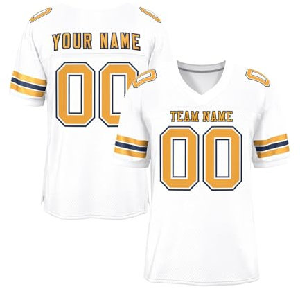 Benutzerdefiniertes Football Jersey Individuelle Fußballtrikots für Kinder und Erwachsene Personalisiert American Football Trikot mit Team Namen Nummer & Logo Sports Uniform T-Shirt Größe S~7XL