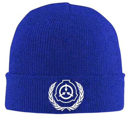 XVBCDFG SCP Foundation Strickmütze, warme Wintermütze für Herren und Damen, blau, Einheitsgröße