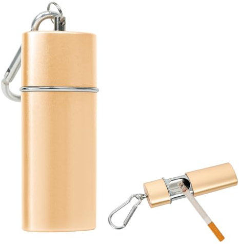 Taschenaschenbecher für Unterwegs Reiseaschenbecher Mini Tragbarer Aschenbecher für Unterwegs Geruchsdicht Mit Deckel Aschenbecher to Go Taschenaschenbecher Geruchsdicht (Gold)