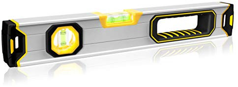 eOUTIL Aluminium-Wasserwaage, 60 cm Länge, magnetische Torpedo-Wasserwaage mit horizontaler/vertikaler Wasserwaage, Aluminiumgehäuse, robuste Endkappen