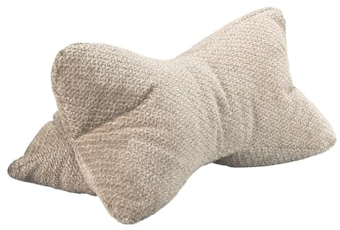 Leseknochen Vinci Beige Nackenkissen Knochenkissen Cream Nackenrolle Lesekissen Öko-Tex 100 zertifiziert und 40°C waschbar - Kissen für Nacken, Knie oder Bauch zum Lesen oder Relaxen - 38x19x19 cm
