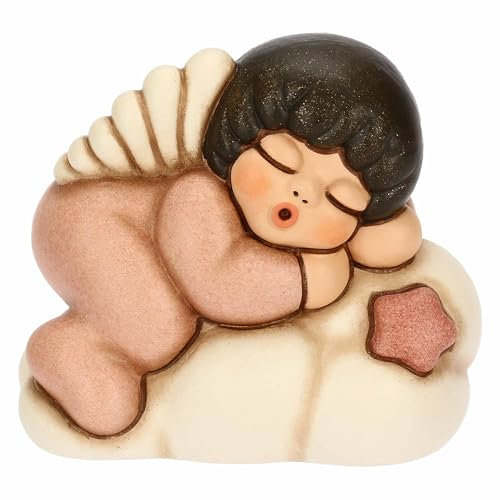THUN - Angelo rosa su nuvola - ceramica - Collezione Bomboniera - 5.8 x 4.8 x 7.4 cm