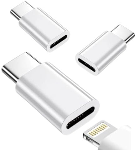 RS Lot de 3 adaptateurs Lightning vers USB-C, compatible avec iPhone 16/15/Pro/Pro Max/iPad et appareils Android Samsung, Xiaomi - Pas pour écouteurs / OTG