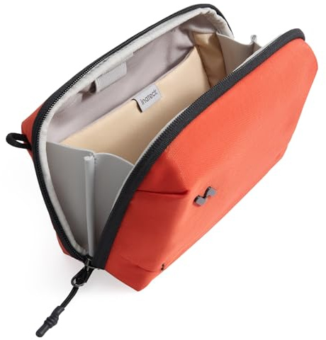 Inateck Portable Cable Organiser Bag, Splash-Resistant Travel Accessory Electronics Bag for Essentials, for Charger, Power Banks, Hubs, S, Orange