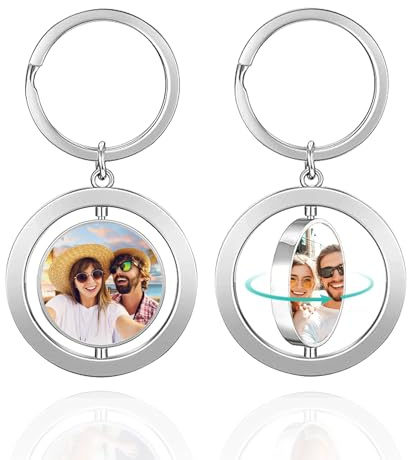 Porte Clef Personnalisable Gravure Laser Recto Verso avec Photo et Texte Émotionnel Porte-Clés Personnalisé Idéal Cadeau Personnalisé pour Femmes Homme Mère Pères