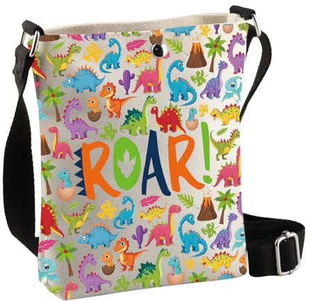 PLITI Dinosaurier-inspiriertes Geschenk, Dinosaurier-Obsession Geschenke, brüllende Dinosaurier-Umhängetasche, Geschenke für Tierliebhaber, Dino Roar Cbagu, 8×7.5×1.8inches