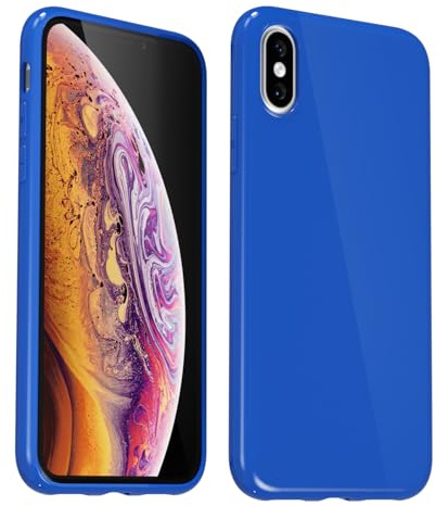Svanove for iPhone X/XS Case Silicone, Glossy Soft Rubber Gel Jelly Cute Protective Plastic Simple Plain Phone Case Cover for Women Girl, Slim Thin Flexible Shockproof TPU, Royal Blue
