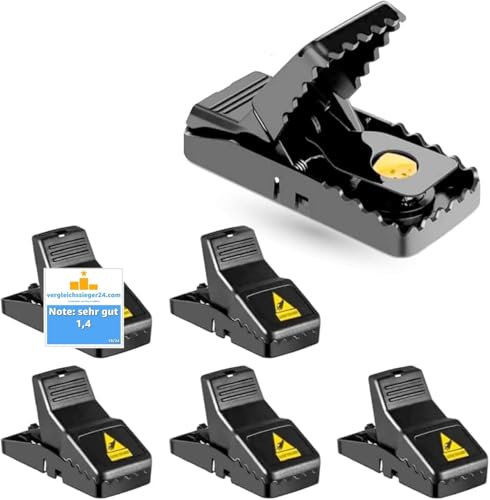 12x Rattenfalle & Mausefalle Schlagfalle - Extra leichte Bedienung & Einfacher Köder & wiederverwendbar & giftfrei - für Maus & Ratten (12x Schlagfalle)