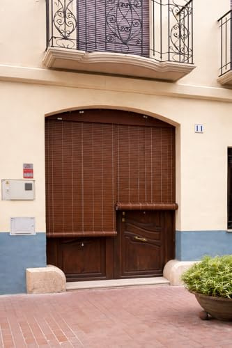 Persiana Alicantina de PVC Enrollable para Exterior, Protección Solar UV, Fácil Instalación, Material PVC, Imitación Madera Color Nogal, 100x200