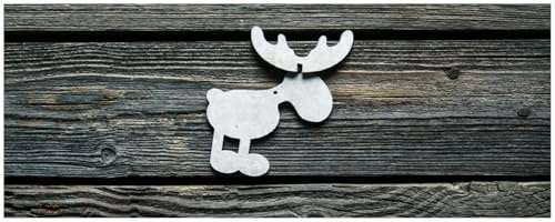 Wallario Küchenrückwand selbstklebend 115 x 50 cm, Motiv: Elch Symbol in weiß, vor dunklem Holz | Spritzschutz abwischbar & pflegeleicht
