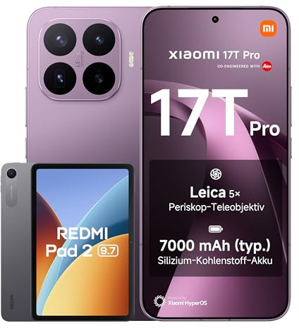 XIAOMI 17T Pro 12+512G Deep Violet Bundle Redmi Pad 2 9.7 4+64GB Gray