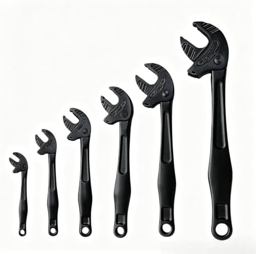 Adjustable Spanner & Ratchet Wrench, Self-Tightening Crab Claw 10-32mm, Universal Adjusting Wrench With 360° Rotating Jaw, Quick-Release Spanner For Plumbing, Gas & Automotive (black, 7-10mm)