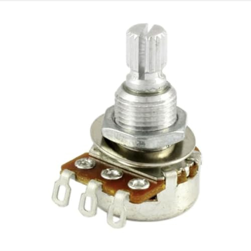 Allparts EP-0185-000 mini Potentiometer (Poti 250K, logarythmisch, Riffelachse
