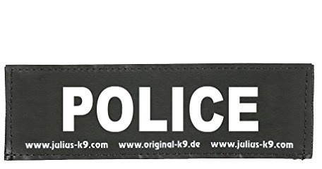Julius-K9 Interchangeable Hook & Loop Patches, 1 pair, POLICE, Size: Large, Black