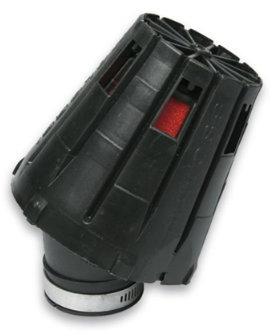Malossi, filtro aria racing E5, 30° per PHVB, attacco: 41 mm, altezza: 128 mm, colore: nero, filtro interno: rosso, con tappo