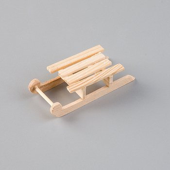 Miniatur traditioneller Schlitten, Holz, 8 cm