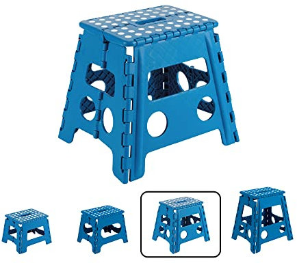 ARREGUI TB-032-A Sgabello Pieghevole Multiuso | Sgabello per Adulti o Bambini | Scala Pieghevole | Scalino | Sgabello per cucina, bagno, campeggio | 32 cm di altezza | Blu