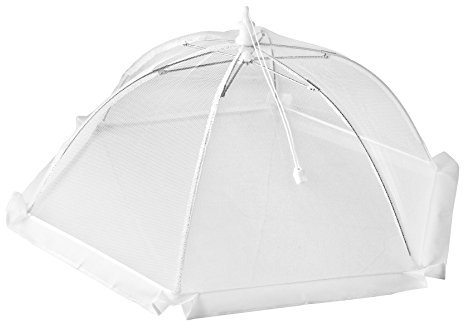 Fackelmann Speisehaube Ø 41 cm, klappbare Insektenschutzhaube, Abdeckhaube für Lebensmittel (Farbe: Weiß oder Weiß/Gelb - nicht frei wählbar), Menge: 1 Stück