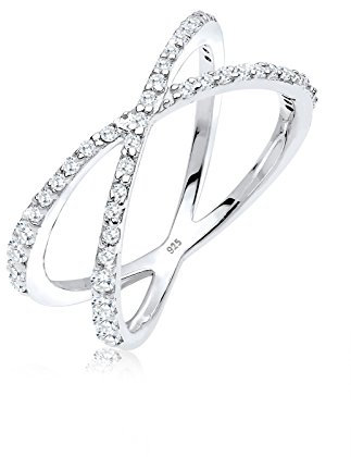 Elli Ring Damen Wickel X mit Zirkonia Kristallen in 925 Sterling Silber