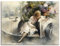 ARTLAND Wanddeko Leinwand Bilder Wandbild 120 x 90 cm Menschen Frau Malerei Creme Tagträumer K9NB