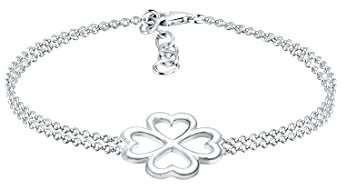 Elli Women's 925 Sterling Silver Clover Leaf Bracelet - 16cm length