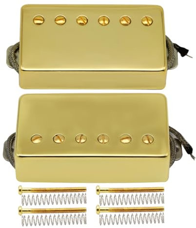FLEOR Ensemble de micros Humbucker pour guitare Alnico5 Micros Golden Bridge & Neck Compatible avec la partie guitare de style LP
