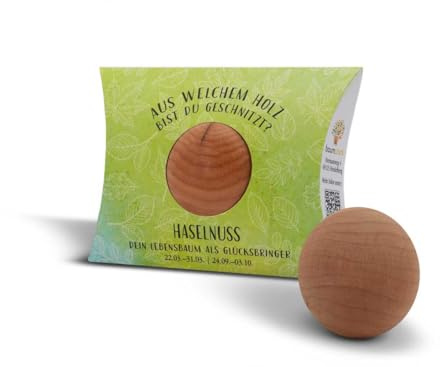 Baumstark Haselnuss 45mm m Handschmeichler mit Baumhoroskop (22.3. -31.3 und 24.9. -3.10.), Holz, 8 x 11.5 x 2.8 cm, B118: Baumstark - Dein Lebensbaum ... Aus welchem Holz bist Du geschnitzt...?