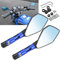 KATUR Motorrad Lenkerendspiegel Rückspiegel Blau Motorrad Blendschutz Bläulich Hawk-Eye Spiegel 8MM 10MM Im Uhrzeigersinn Gewindebolzen Halterungen für K awasaki S uzuki H onda V ictory C hopper