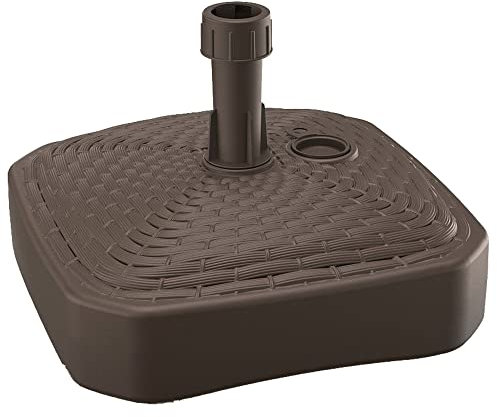 Base de sombrilla de polietileno cuadrada con diseño trenzado 39 x 39 x 13 cm en color chocolate