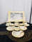 Service Kaffee Gedeck für 6 Personen Service Tassen Geschirr Set Tafel Porzellan EDEL Goldschliff Kaffeetassen für 6 Personen 6 Tassen + 6 Untertassen Weiß-Gold Genießen Servieren Kaffee