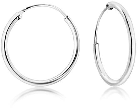 DTPsilver® 925 Sterling Silber Creolen Ohrringe - Klein/Mittelgroße/Groß - Dicke 2 mm - Durchmesser: 25 mm