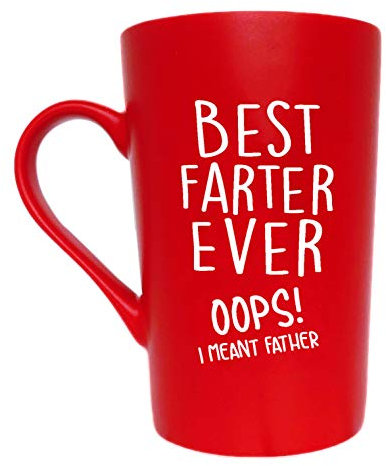 This Funny Christmas Gifts Dad Coffee Mug for Dad, Best F Ever Oops I Meant Father, Fun Father Mug Gifts from Daughter Son, Red 12 Oz