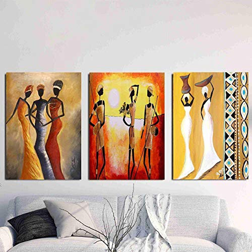 3 Panels Afrikanische Frau Leinwand Kunstdruck Triptychon Malerei Poster Wandbilder Für Wohnzimmer Dekoration Wohnkultur Kein Rahmen