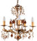 Helios Leuchten Florentiner Pendelleuchte Deckenlampe | Blüten Hängelampe | Florale Lampe Leuchte Kronleuchter Landhausstil | Pendellampe fünf-flammig