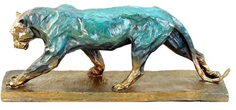 Kunst & Ambiente - Limitierte Tierskulptur aus Bronze - Panther im Laufen (1904) - Panthère Marchant - signiert Rembrandt Bugatti - Modern kolorierte Statue - Wohndeko für Innen