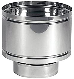 Antivento a botte con attacco tondo maschio in acciaio inox AISI 304 5/10 comignolo fumaiolo stufa camino diverse misure di diametro (Ø 150)