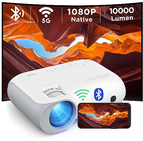 Proyector Portátil con Android TV, Yoton 1080P Soporte Mini Proyector con WiFi 6 Bluetooth 5.4, 18000L Auto Keystone 50% Zoom 180° Rotation Projector Cine Compatibile con Móviles/PC/Xbox/USB/HDMI