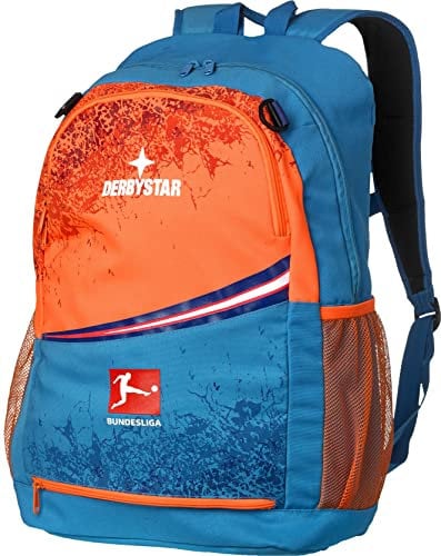 Derbystar Unisex – Erwachsene Bundesliga v21 Rucksack, Blau orange, 50 x 29,5 x 17,5cm